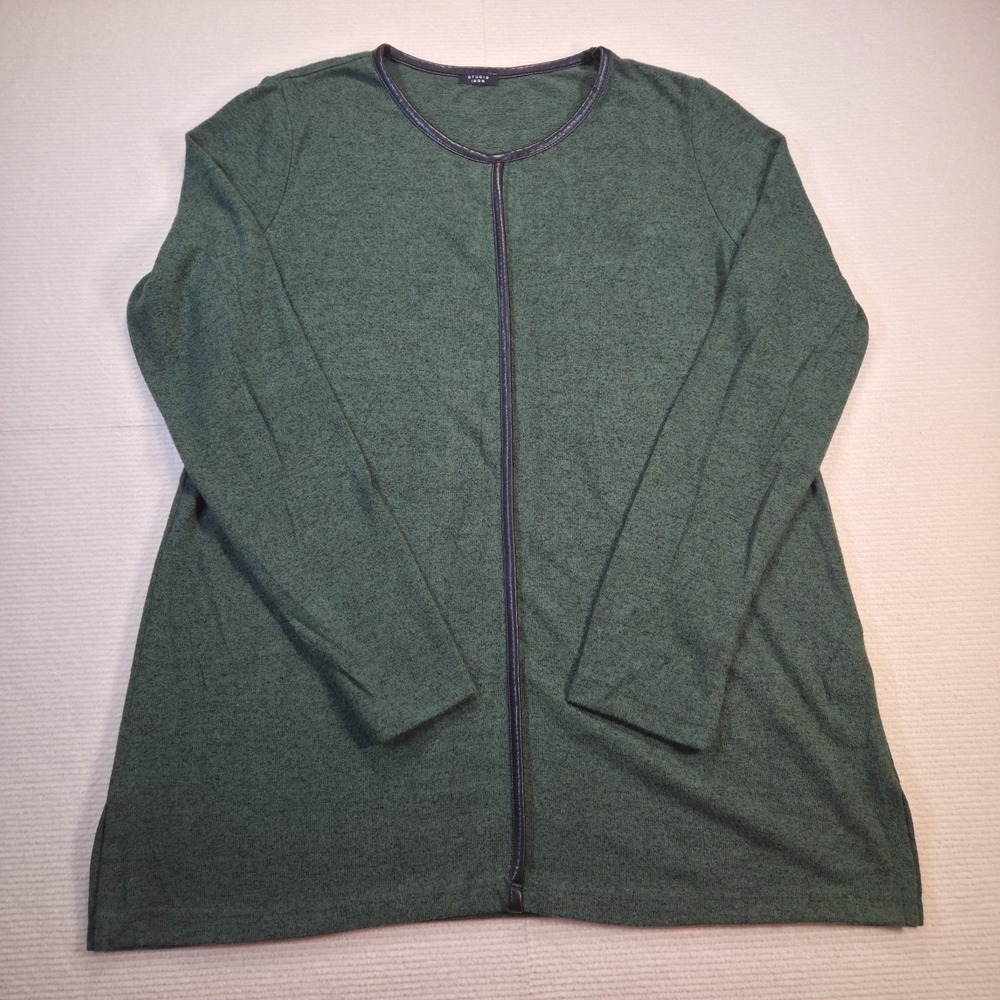 STUDIO 1886 TOP FAUX LEATHER TRIM Size L (12-14) Green